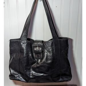 Hobo The Original Women's Black Leather Vintage Shoulder Bag Buckle Closure